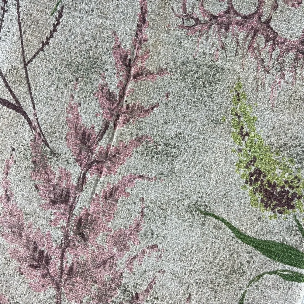 Vintage l 40s Novelty Sea Ocean Fauna Fern Frond Floral Barkcloth Curtain Panel